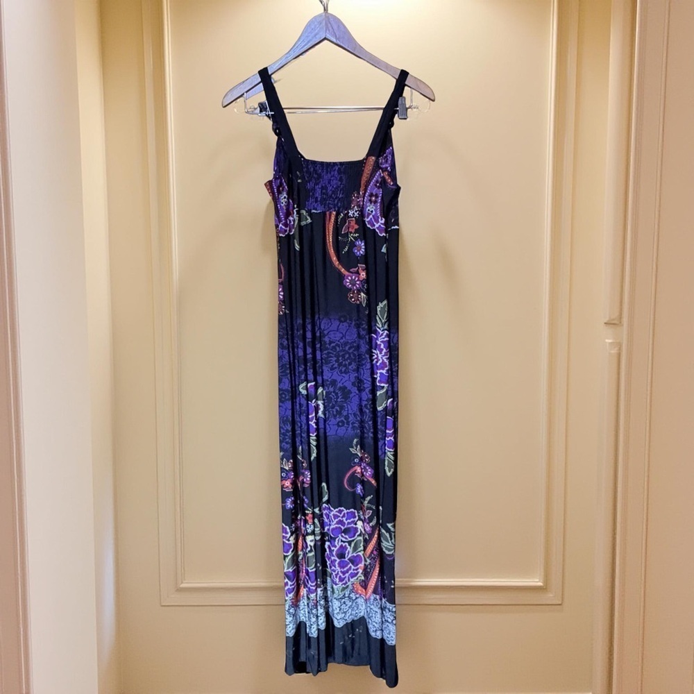 Stunning,purple and black large bloom floral,floor length maxi maxi dress Gypsy - Picture 4 of 8